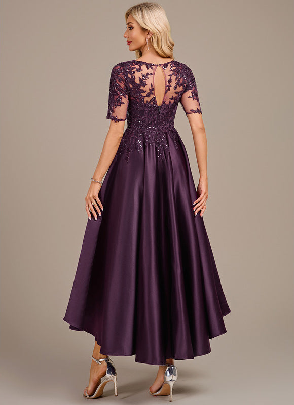 Robe Asymétrique Satin Violette - gallery 5