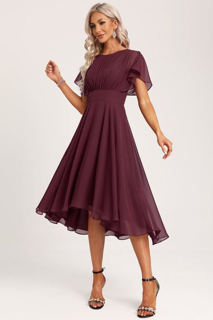 Robe Asymétrique Fluide À Volants - gallery 1