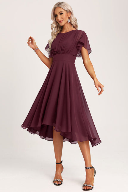 Robe Asymétrique Mousseline Prune - gallery 2
