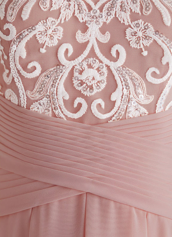 Robe Asymétrique Rosée Plissée - gallery 4