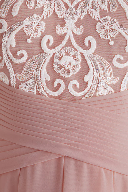 Robe Asymétrique Dentelle Rose - gallery 4