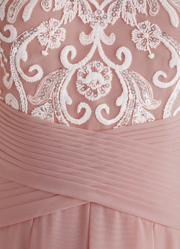 Robe Asymétrique Dentelle Rose - gallery 4