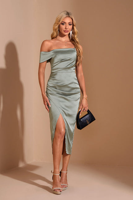 Robe Asymétrique Satin Élégance - gallery 5