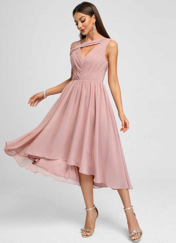 Robe Asymétrique Plissée Émeraude - gallery 5