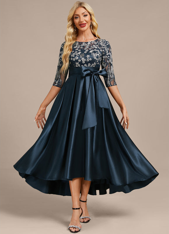 Robe Asymétrique Satin Brodée - gallery 4