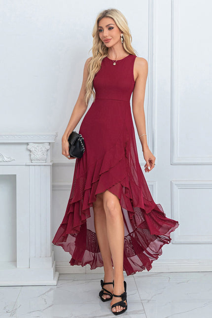 Robe Asymétrique Maxi Élasthanne Volants