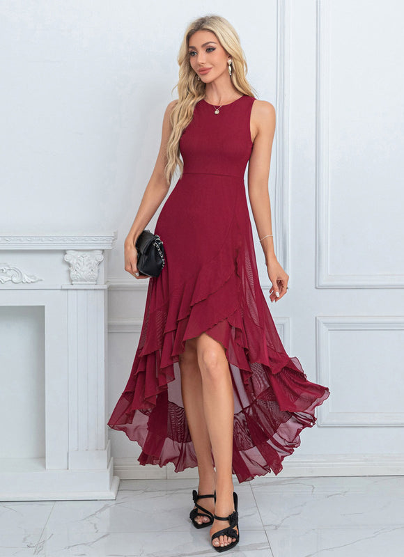 Robe Asymétrique Maxi Élasthanne Volants