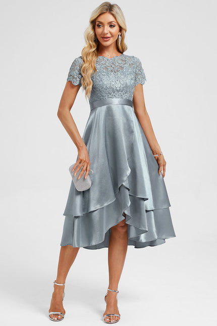 Robe De Cocktail Asymétrique Dentelle - gallery 4