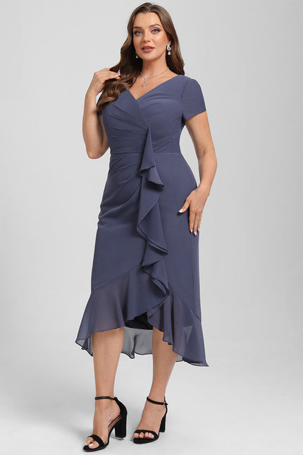 Robe Asymétrique Fluide Grisâtre - gallery 8