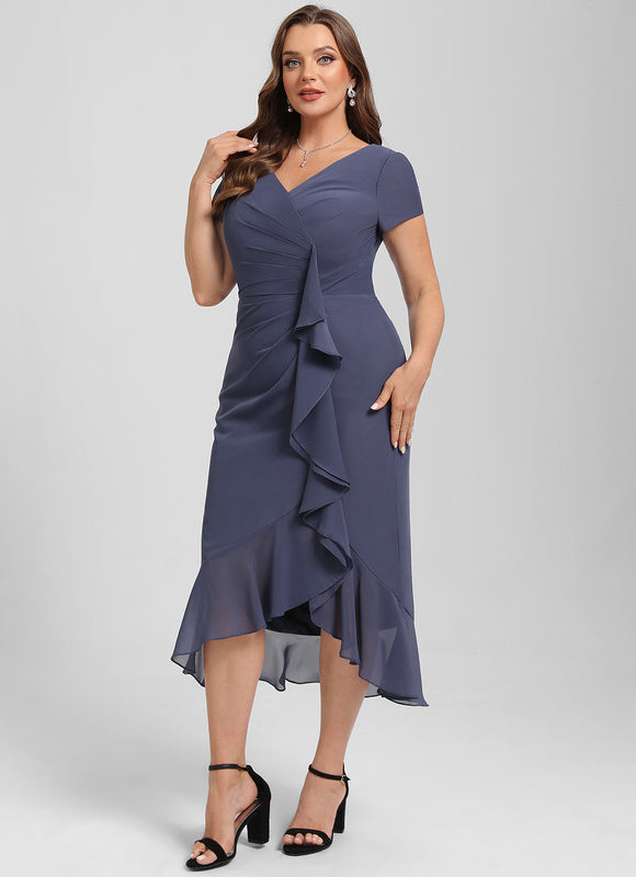 Robe Asymétrique Fluide Grisâtre - gallery 8
