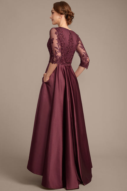 Robe Asymétrique Satinée Bordeaux Élégante - gallery 6