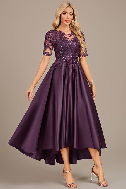 Robe Asymétrique Satin Violette - gallery 4