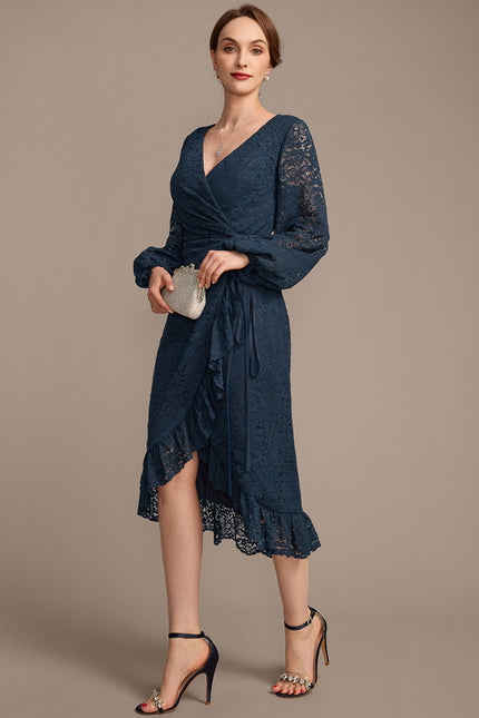 Robe Asymétrique Dentelle Marine