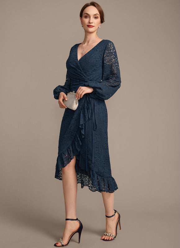 Robe Asymétrique Dentelle Marine