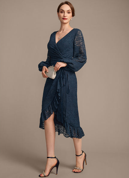 Robe Asymétrique Dentelle Marine