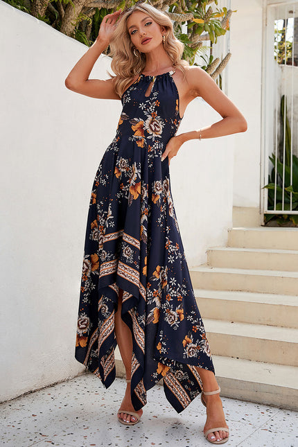Robe Asymétrique Maxi Tropicale - gallery 4