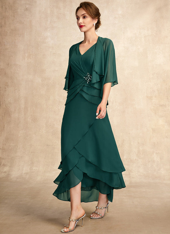Robe Asymétrique Émeraude Plissée - gallery 5