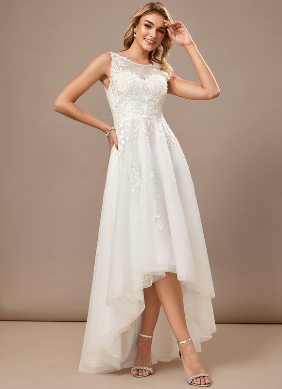 Robe Longue Asymétrique En Tulle - gallery 3