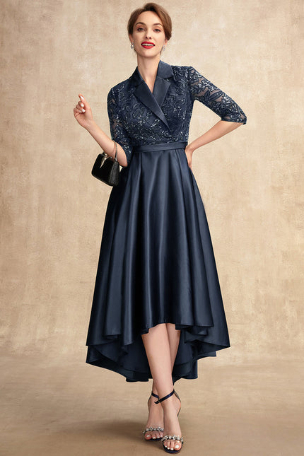 Robe Asymétrique Satinée Nuit - gallery 3