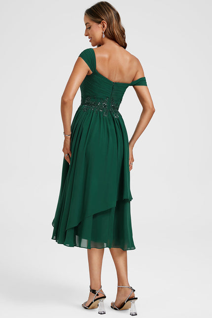 Robe Asymétrique Émeraude Fluide - gallery 6