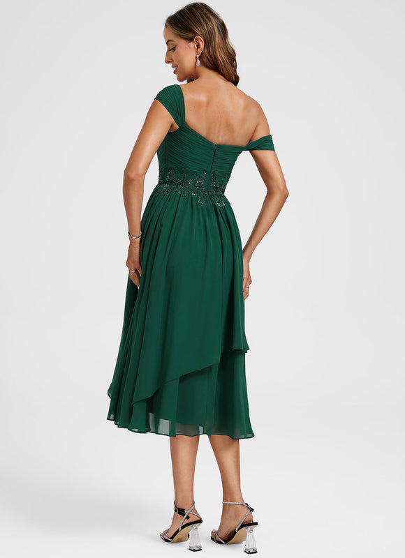 Robe Asymétrique Émeraude Fluide - gallery 6