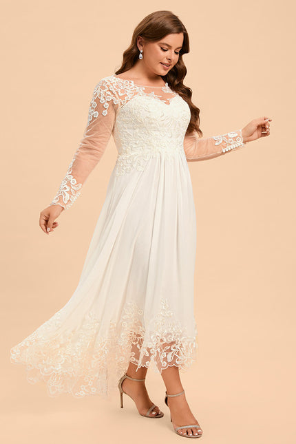Robe Asymétrique En Dentelle Délicate - gallery 9