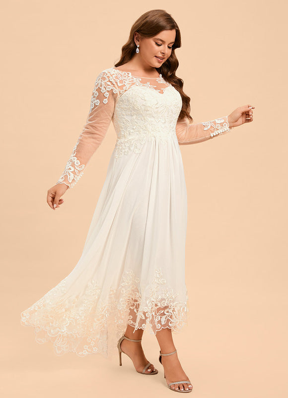 Robe Asymétrique En Dentelle Délicate - gallery 9