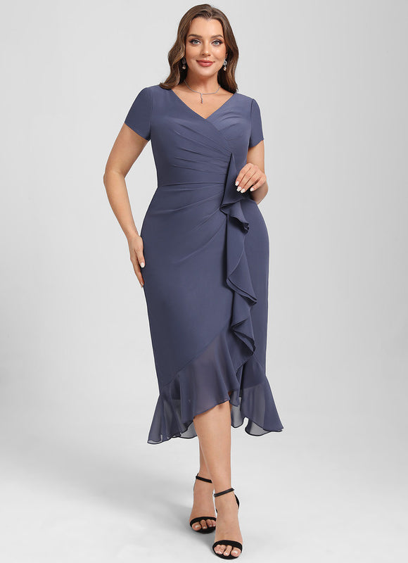 Robe Asymétrique Fluide Grisâtre - gallery 9