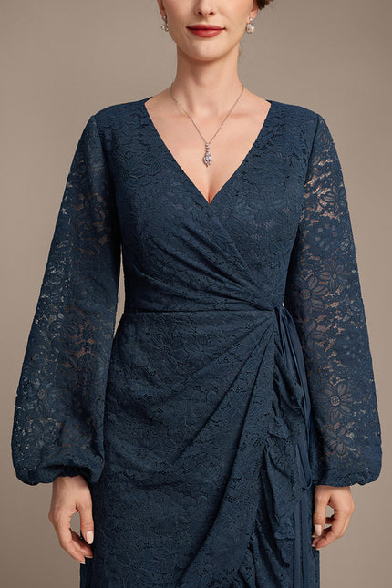 Robe Asymétrique Dentelle Marine - gallery 7