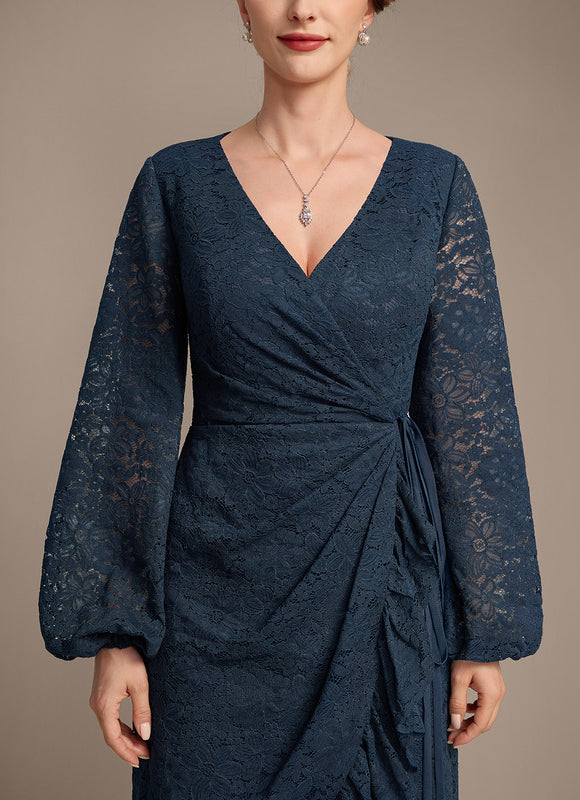 Robe Asymétrique Dentelle Marine - gallery 7
