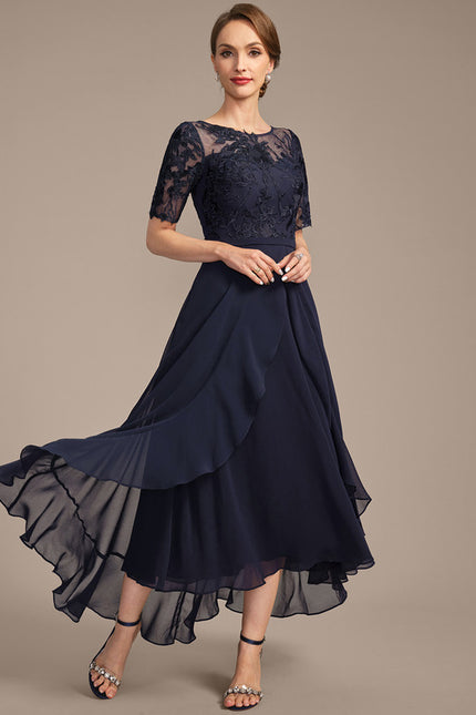 Robe Asymétrique Marine Élégante - gallery 5