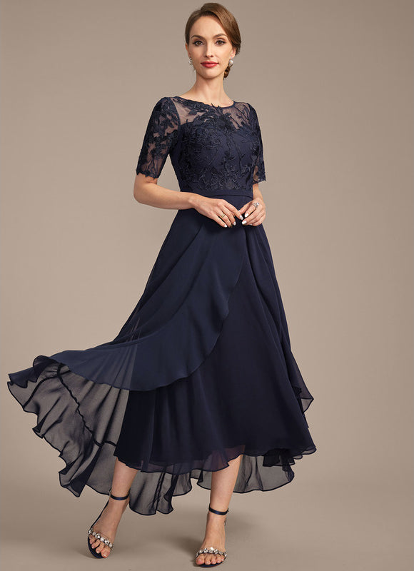 Robe Asymétrique Marine Élégante - gallery 5