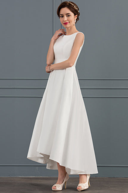 Robe Asymétrique Satinée Blanche Chic - gallery 2