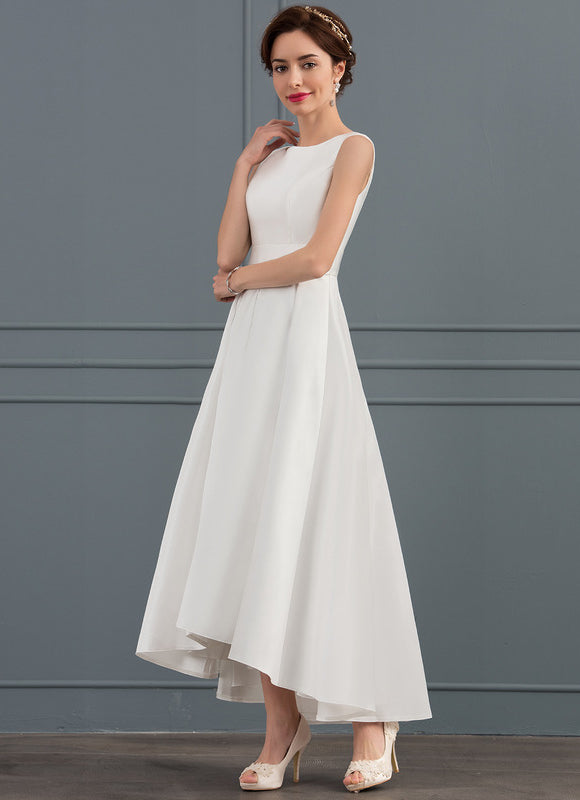 Robe Asymétrique Satinée Blanche Chic - gallery 2