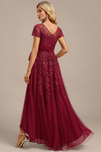Robe Asymétrique Soirée Bordeaux Élégante - gallery 6