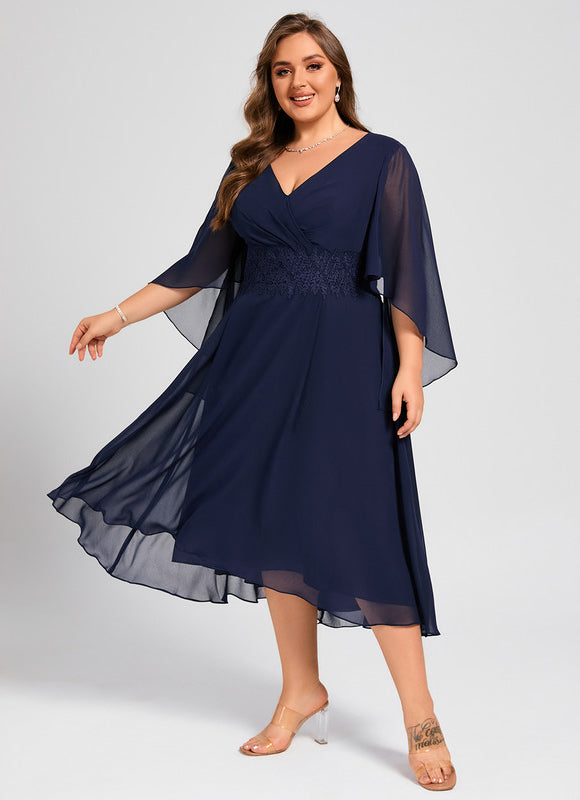 Robe Asymétrique Fluide Marine Élégante - gallery 8